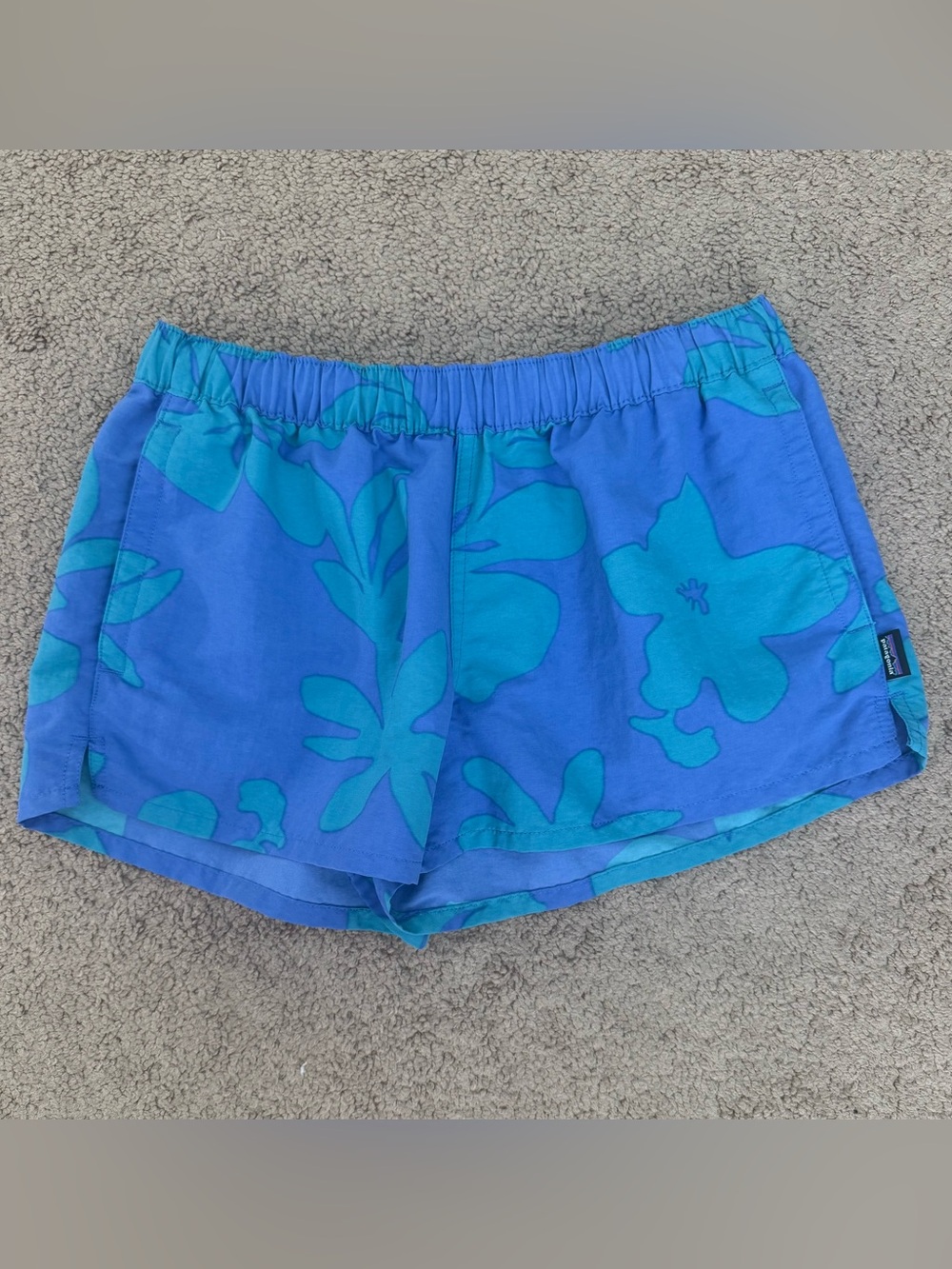 Patagonia Barely Baggies Blue Floral Athletic Shorts Size Small